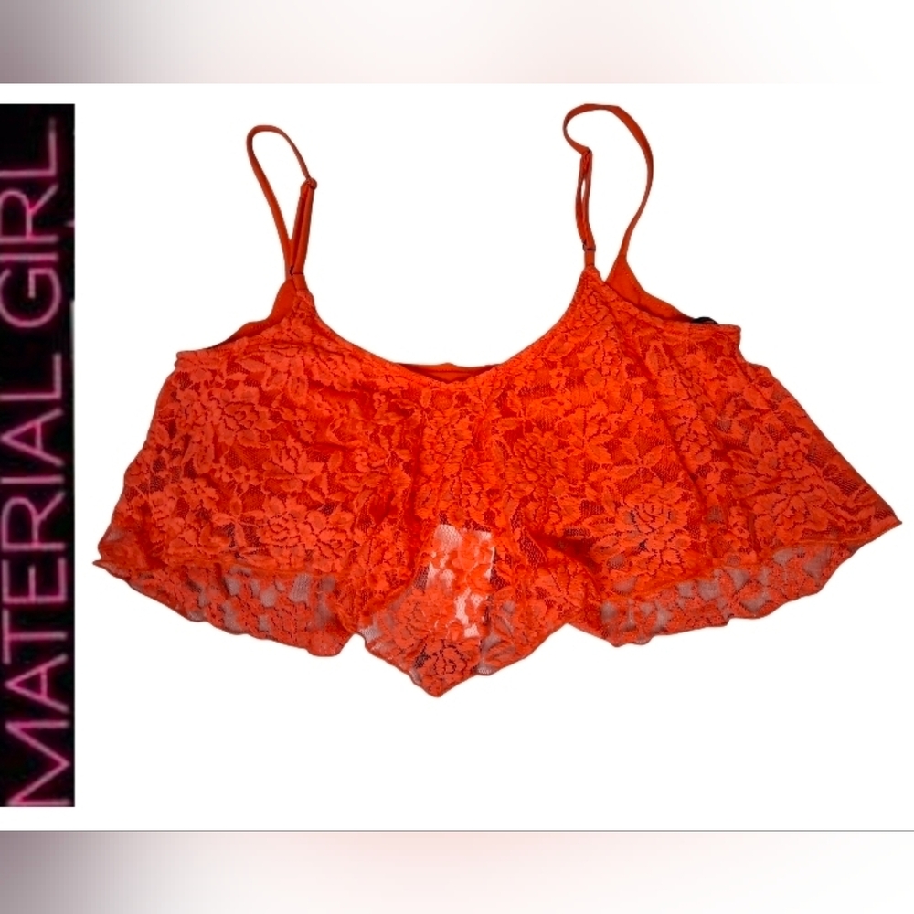 ✨️3 For $20✨️ NWT Material Girl By Macy's 2014 Bandeau Lace Crop Coral Size L
